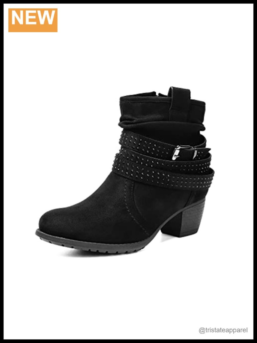 Women's Mid Calf Boots, Round Toe Low Heel Slouchy Dress Ankle Booties with